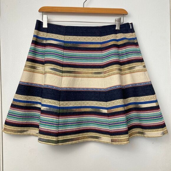 NWT Anthropologie Chloe Oliver Hayley Skater Mini Skirt Multicolor Striped sz 6 - Picture 2 of 10